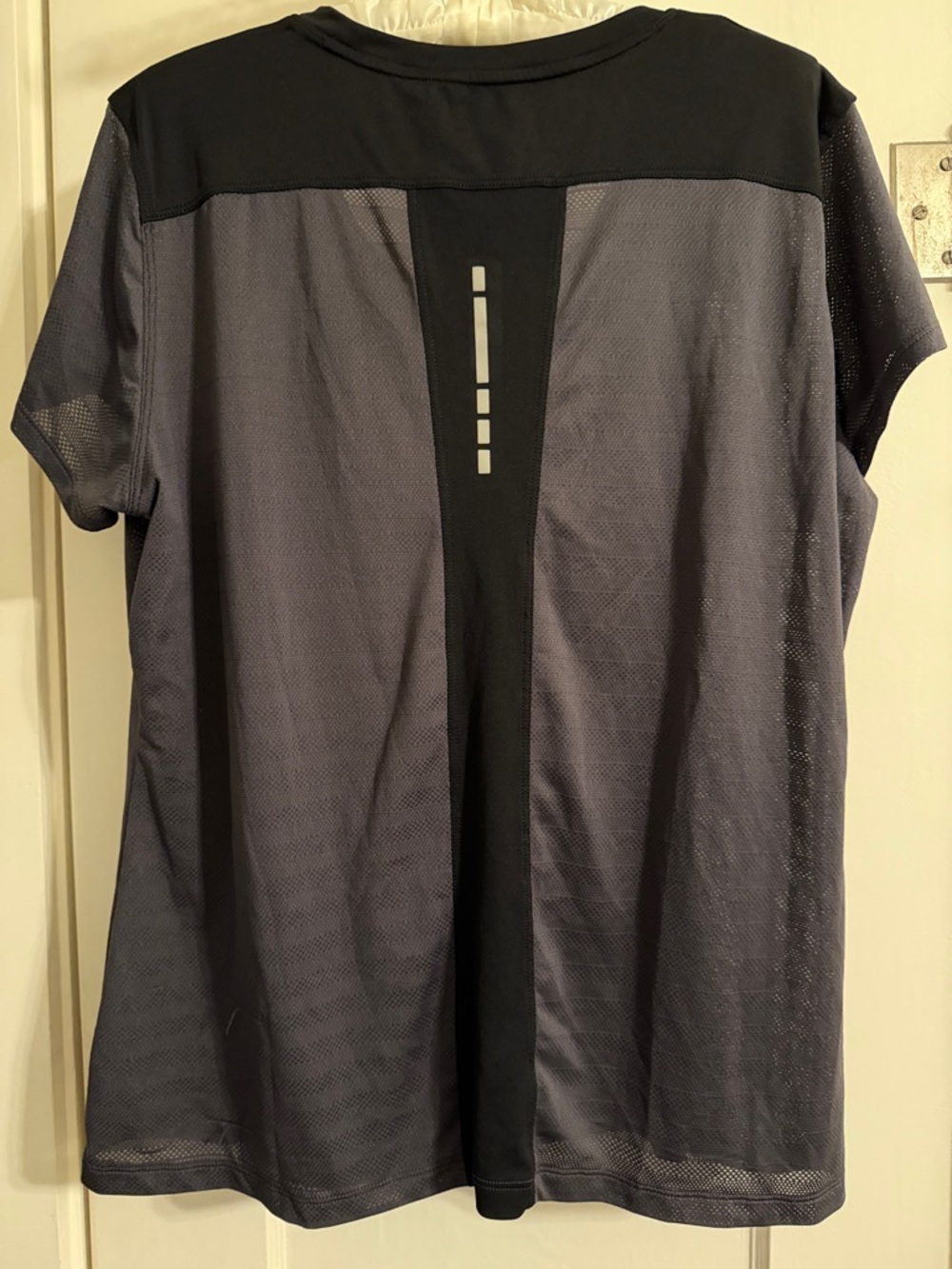 Avia Athletic Running Shirt, Black Solid & Gray Breathable Mesh, Short Sleeves - Picture 5 of 8